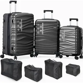 DMS® 7tlg Hartschalenkofferset Koffer Reisekoffer Trolley ABS-Hartschale - Grün