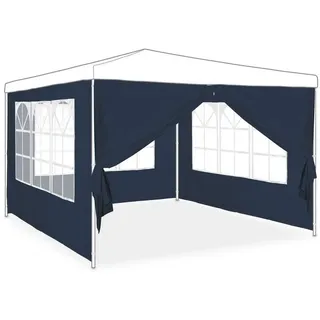 Relaxdays Seitenwand für Pavillon 4er Set, 2x3m, Seitenteile, Fenster & Reißverschluss, wasserdicht, PE-Kunststoff, blau