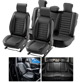 Vevor VEVOR-Sitzbezüge, universelle Autositzbezüge, komplettes Sitzset, Vorder- und Rücksitz, 9-teiliger Kunstleder-Sitzbezug, halbgeschlossenes Design, abnehmbare Kopfstütze und Airbag-kompatibel