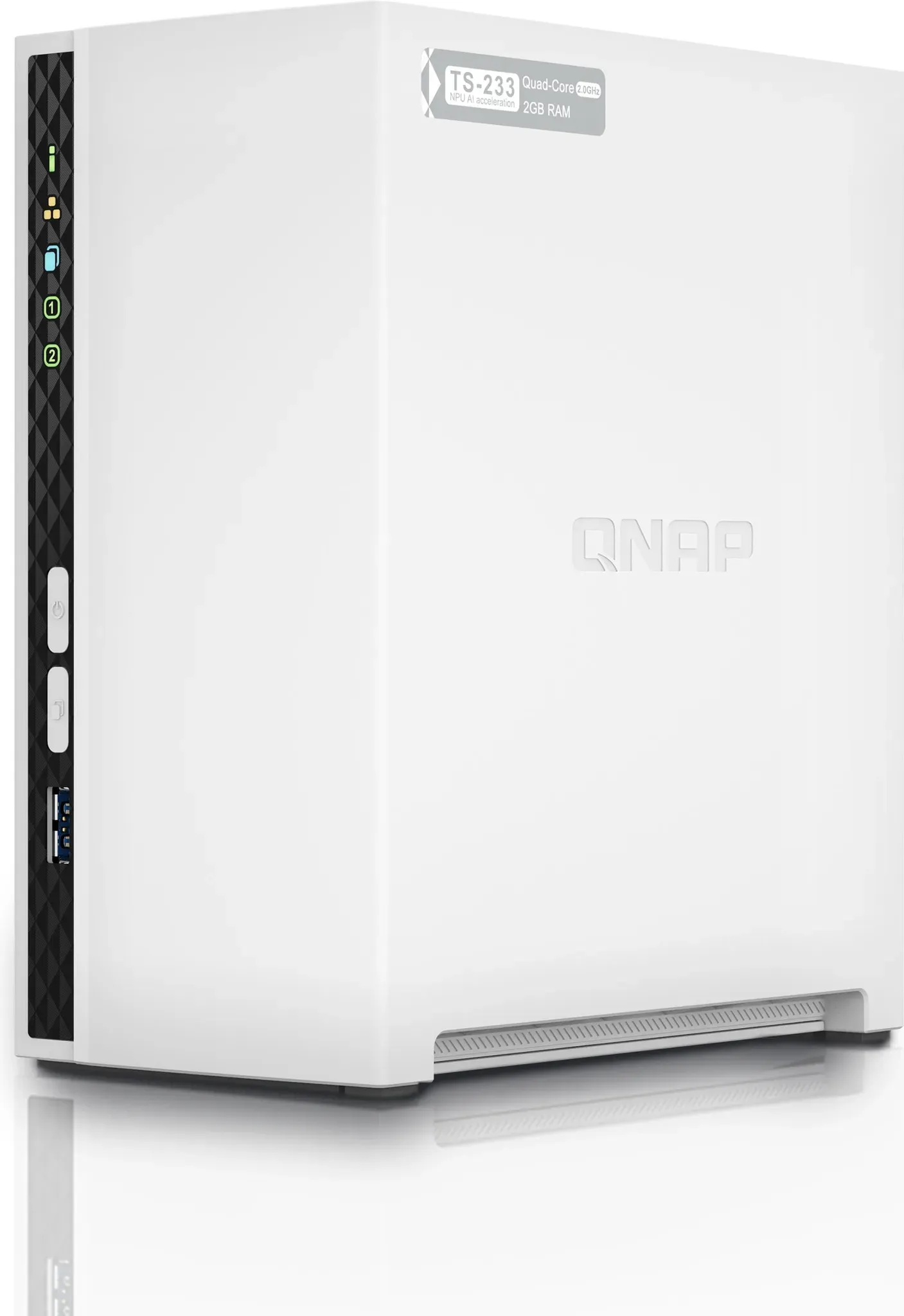 QNAP NAS, no HDD/SSD, ARM processor, NPU | TS-233, 2-bay, 2GB RAM, 1GbE