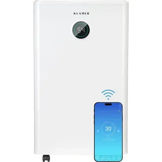 KLAMER Luftentfeuchter elektrisch 25L, 180m3 Luftumwälzung pro Stunde, 440W starker Raumentfeuchter, Entfeuchter mit bis zu 5,5 Liter Fassungsver... - Weiß