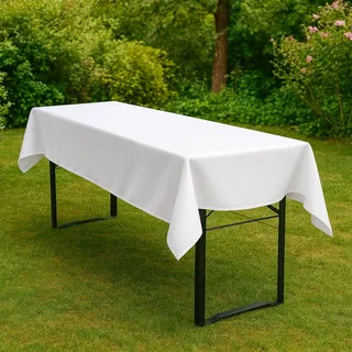 Biertisch Tischdecke 100x270 cm Weiß Baumwolle (Pflegeleicht, Kochfest, Trocknergeeignet, Wiederverwendbar, Schadstoffgeprüfter Stoff, Markenware, Made in Europe)