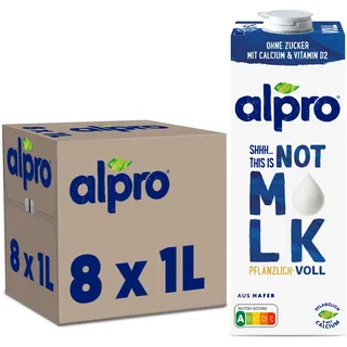 Alpro This is Not Milk 3,5 Prozent – Vegan und milchfrei – Von Natur aus laktosefrei – Reich an Ballaststoffen, Calcium und Vitaminen – 8 x 1 L – Haltbar