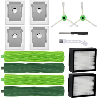 Bürsten Ersatzteile für iRobot Roomba i7 i7+ i3 i3+ i4 i4+ i6 i6+ i8 i8+ j7 Plus E5 E6 E7 e5154 i3552 i7156 J7 7150, 2 set Gummibürsten,2 filter,4 Staubsaugerbeutel,2 Seitenbürsten