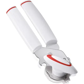 Leifheit Dosenöffner Safety ComfortLine-Serie, für einfaches Öffnen ohne Kraftaufwand, Deckelöffner mit gehärtetem Schneidrad, öffnet Dosen ohne scharfe Kanten, weiß