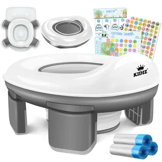 Kidiz KIDIZ® Töpfchen für Kinder Toilettensitz Töpfchentrainer WC Sitz Lerntöpfchen bequemem, PP-Material mit Müllbeutel Kindertöpfchen für Unterwegs Belohnungssystem mit Stickern 3 in 1 Lösung
