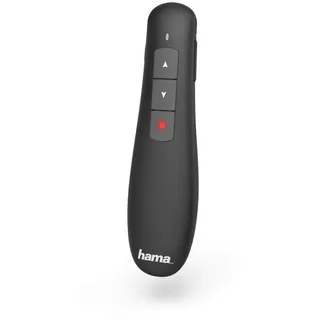 Hama Wireless Presenter „X-Pointer“ mit rotem Laserpointer (Fernbedienung Powerpoint Präsentation 12m Reichweite 2,4 GHz mit Lautstärkeregelung, 3 Tasten zur intuitiven Bedienung, inkl. Batterien)