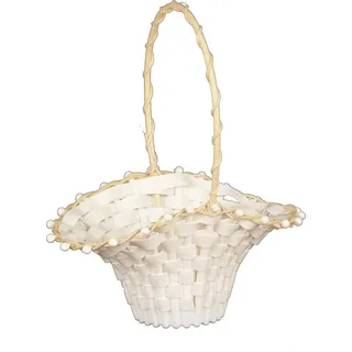 Friedrich Klocke GmbH Flechtkorb groß, Streukörbchen für Blumenkinder zur Hochzeit (1 St), wetterfest aus Kunststoff weiß