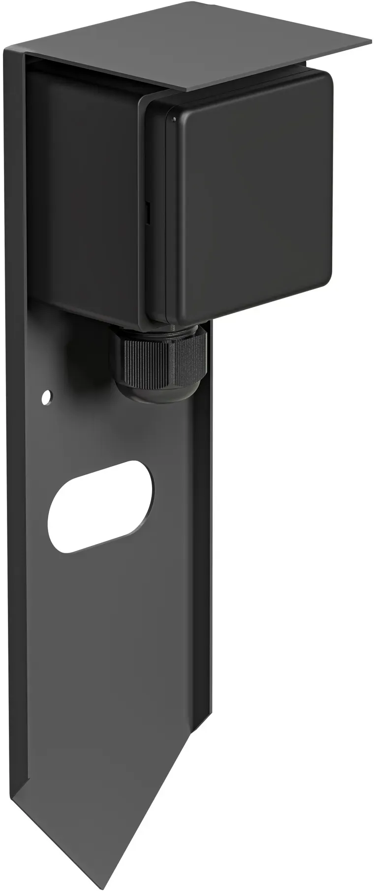 ledscom.de Garten Steckdosensäule PIWI mit Erdspieß für außen, IP44, 1-fach, Edelstahl, anthrazit, eckig, 24 cm