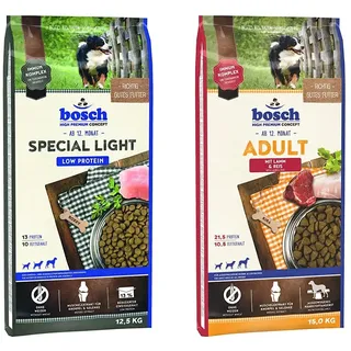 bosch HPC Special Light | Hundetrockenfutter zur eiweiß- und mineralstoffreduzierten Ernährung | 1 x 12.5 kg & Lamm & Reis | Hundetrockenfutter für ausgewachsene Hunde aller Rassen | 1 x 15 kg