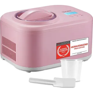 First Austria TZS First Austria - Eismaschine 1L mit Kompressor 3 in 1 - Ice Cream Maker 100W selbstkühlend für Frozen Joghurt, Sorbet & Eiscreme - Kleine Spei... - Rosa