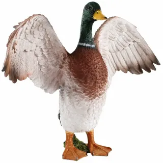 colourliving Enten Figur XL Deko Ente Groß, lebensecht und handbemalt, mit geöffneten Flügeln Deko Enten für den Garten oder Gartenteich