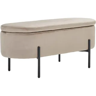 Novel Truhenbank, Schwarz, Graubraun, Metall, Textil, 95x43x36 cm, Esszimmer, Bänke, Sitzbänke