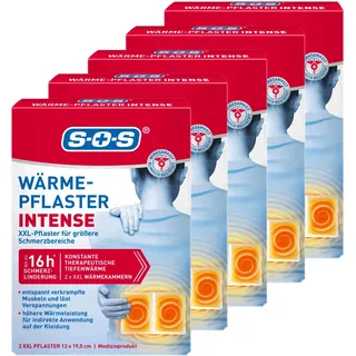 SOS Wärme-Pflaster INTENSE | extra starke XXL Wärmepflaster | löst verkrampfte Muskeln + Rücken Verspannungen | Rückenschmerzen 5x2 Wärme Pads