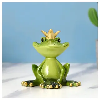 RWEUOQ Dekofigur Frosch Statue Harz Frosch-Statue mit der Krone lebendige Kunst Figur (8,5*5*8cm Froschhausen Grün Kunststein Dekofrosch für Regal Tabletop, 1 St., Frösche Deko Figur Bringt Viel Glück, Tier Deko), lustige niedliche Dekoration für Zuhause, Schreibtisch, Badezimmer