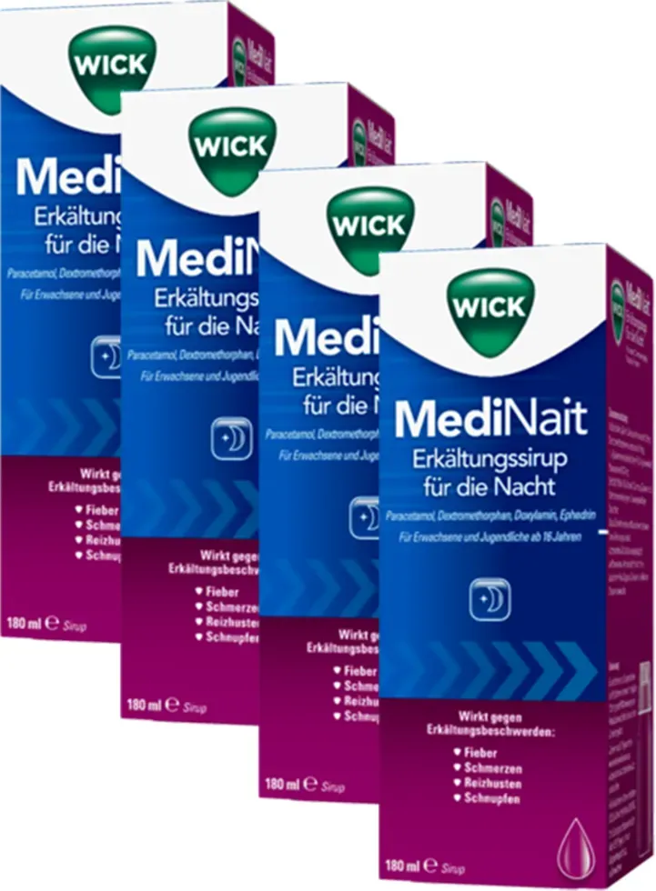 4er Set Wick MediNait Erkältungssirup für die Nacht 180 ml
