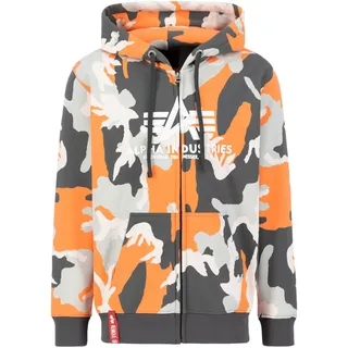 Alpha Industries Hoodie ALPHA INDUSTRIES "Basic Zip Hoodie BL Camo PP", Herren, Gr. L, orange (orange grau camo), Obermaterial: 80% Baumwolle, 20% Polyester, regular fit, Sweatshirts Hoodie
