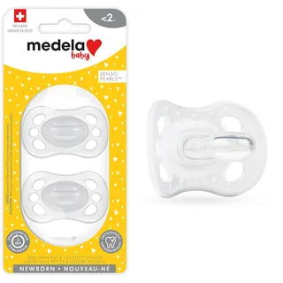 Medela Baby Pacifier | Newborn 0-2 Months | 2-Pack | Includes sterilizing case | Silicone- and BPA-Free | Supports Natural Suckling | Clear