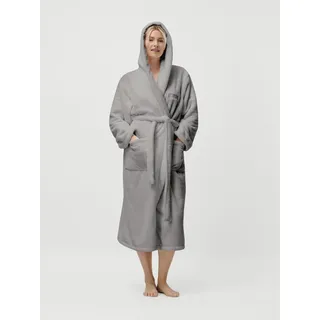 LeGer Home by Lena Gercke Unisex-Bademantel »Lovina, ideal für Sauna & Spa, Hotelbademantel, Morgenmantel« 1 Stk. kuschelig weicher Fleece, plüsch, für Damen und Herren, XS-3XL Gr. M Länge: 120 cm, grau, , 64267125-M