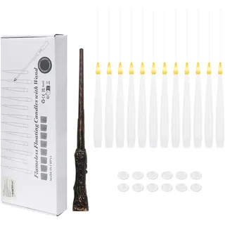 K-MFLZ Halloween LED-Kerzen Kabellos 12PCS Christbaumkerzen mit Timer Fernbedienung Weihnachtskerzen Schwebende Zauber Fliegende Kerzen - Weiß