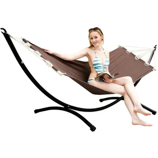 AMANKA Outdoor Hängematte mit Gestell - 300cm, Hängemattengestell 190x80 Stabhängematte