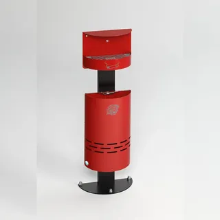 Proregal Kombiascher mit Schutzdach verschließbar 13 Liter, HxBxT 99 x 34 x 20 cm Verzinkter Stahl Rot