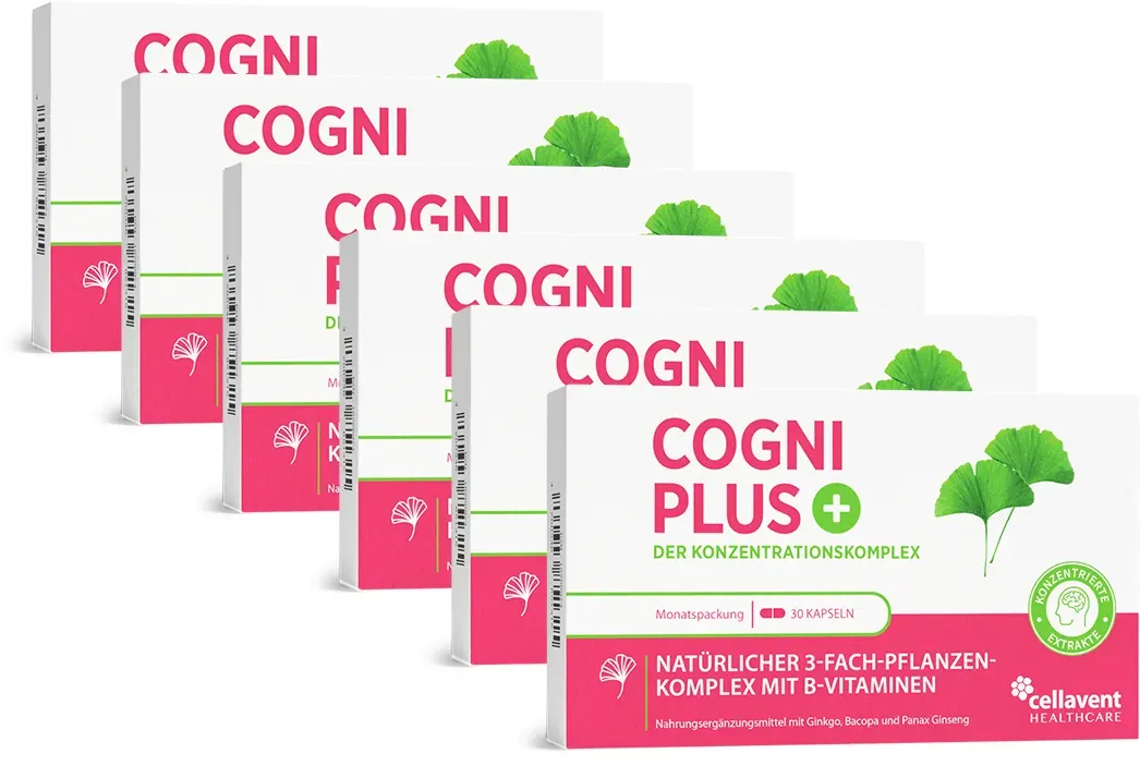 Ginkgo Kapseln mit Bacopa & Ginseng – Cogni PLUS 6 Monate