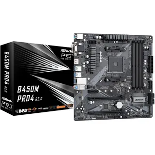 ASRock B450M Pro4 R2.0 AM4 mATX Mainboard M.2/DVI/HDMI/D-Sub/USB3.1(Gen2)