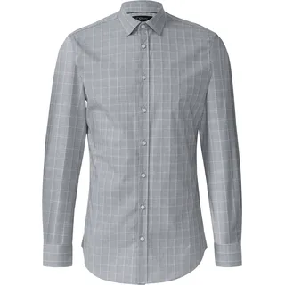 s.Oliver Tailored Fit: Fein kariertes Langarmhemd aus Baumwollstretch - grau - 39