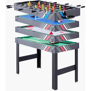 Vevor 4 in 1 Kombi-Spieltisch-Set Airhockey-Tisch (122 cm), Multi-Kombinationstisch & Pool-Billard & Tischfußball & Pingpong & Pushern & Pucks, Arcade-Tisch für Familienspielzimmer