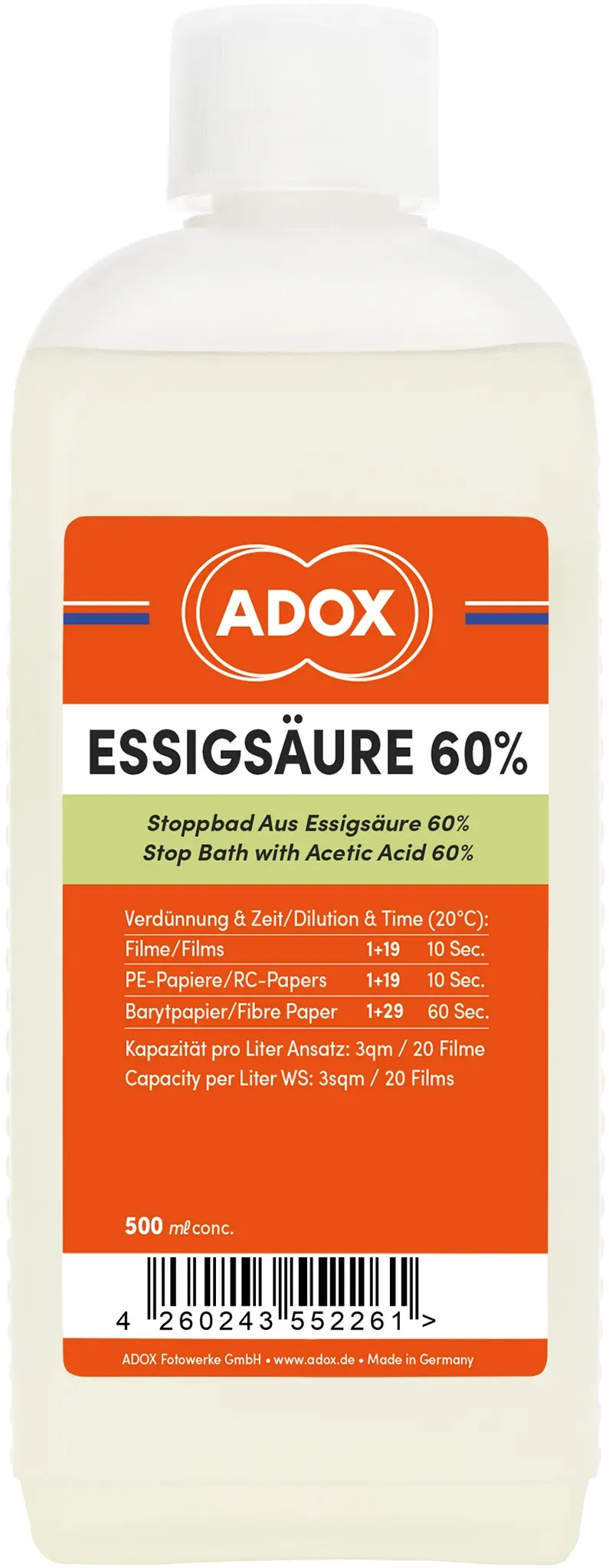 ADOX Essigsäure 60% 500 ml Konzentrat