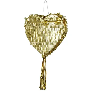 partydeco Pinata, Piñata 32x10x36cm Herz zum Befüllen Gold goldfarben