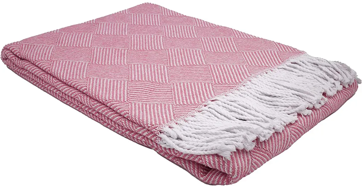 Baumwolldecke | Plaid/ Wohndecke | Rosa