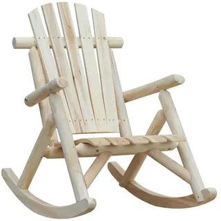 Outsunny Schaukelstuhl Schwingsessel Schaukel Gartenstuhl Relaxstuhl Tannenholz Natur