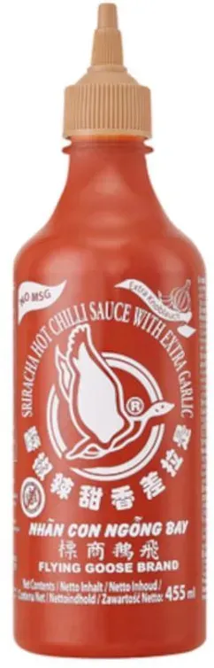Flying Goose Sriracha Chilisauce mit Knoblauch, ohne MSG 455