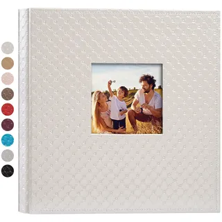Mublalbum Fotoalbum aus Leder, 1000 Fotos, großes Fassungsvermögen, 1000 horizontale und vertikale Taschen, für Baby-Hochzeit, Jahrestag, Familie (weiß)