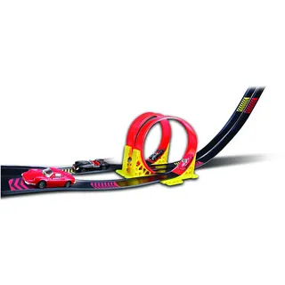 BBURAGO Ferrari Dual Loop: hochwertiges, lizensiertes Spieleset mit Looping inkl. 2 Spielzeugautos, Ferrari, rot-schwarz (18-31216)
