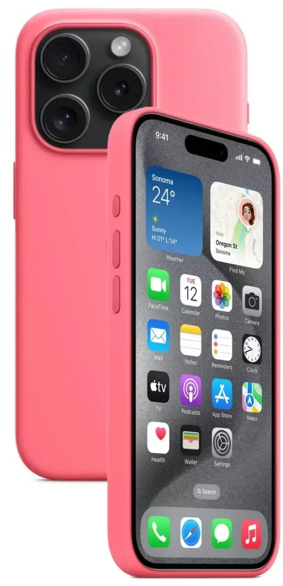 Silikon Tasche Case für Apple iPhone 15 Pro Rosa, Guava MagSafe Model A3942 #MPTJ3FE/A