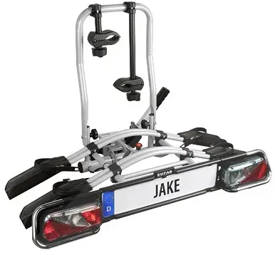 EUFAB 11510 Fahrradträger JAKE, E-Bike geeignet, teilweise vormontiert, erweiterbar, Diebstahlschutz, für 2 Fahrräder