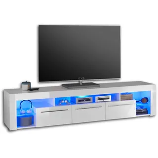 Stolkom TV-Lowboard 200 cm weiß Hochglanz
