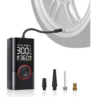 Fancysky Tragbare Wiederaufladbare Reifenpumpe, 4000 mAh Akku Luftpumpe Auto, Ballpumpe Elektrisch, Elektrische Luftpumpe Fahrrad, Mobile Luftpumpen, Fahrrad Kompressor