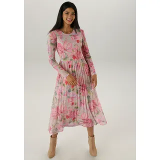 Aniston SELECTED Midikleid Floral Blau/Braun/Grün/Lila/Rosa/Rot 46