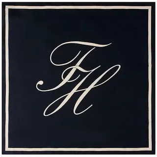 Tommy Hilfiger Damen Tuch Script aus Seide, Blau (Space Blue/Soft Cream), Einheitsgröße - Einheitsgröße
