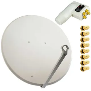 PremiumX 100cm Stahl hellgrau + PremiumX Quad LNB 