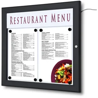 Showdown Speisekartenhalter LED Outdoor - 2x DIN A4 quer - Aluminium / Stahl - Schwarz