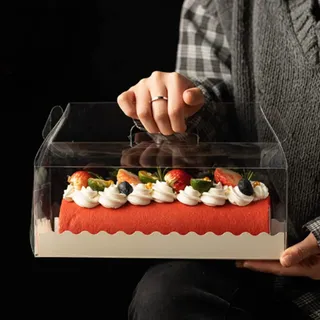 DZOZO 10 Stück Schweizer Kuchenbehälter transparent Kunststoff mit Griff für Hotdog, Muffins, Muffins und Desserts