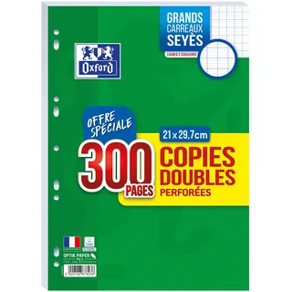 Oxford Copies doubles perforées, A4, seyès, Offre Spéciale