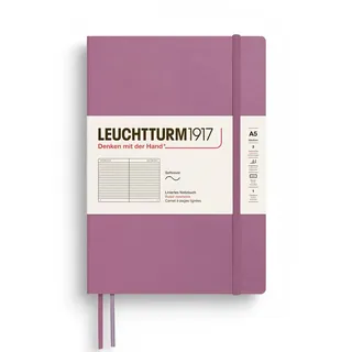 Leuchtturm1917 Notizbuch Medium A5, Softcover 123 nummerierte Seiten, Dusty Rose liniert