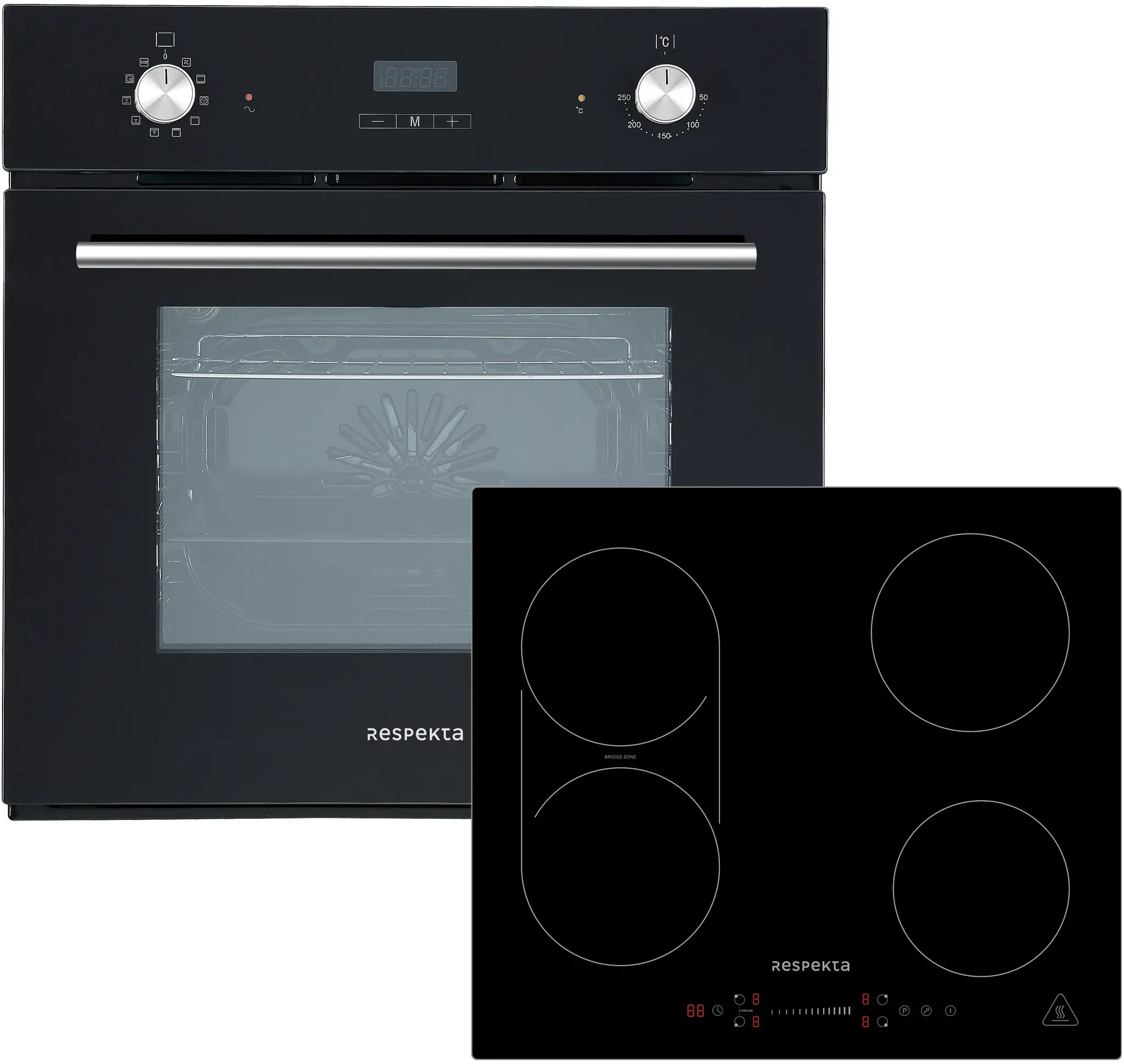 Backofen Herd Kochfeld Herdset Induktion Einbau Timer Bridgezone Slider Respekta
