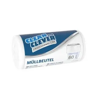 Clean And Clever Müllbeutel Professional Line 60l weiß PRO 73 Polybeutel Müllsack Polysack Sammelkorb Abfallsack